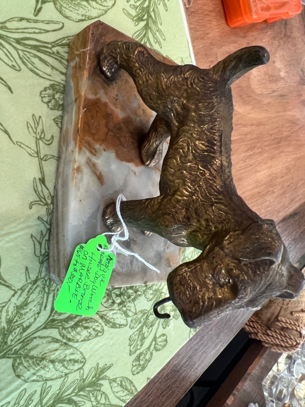 Antique bronze on marble watch holder. Airedale dog beautiful pocket watches